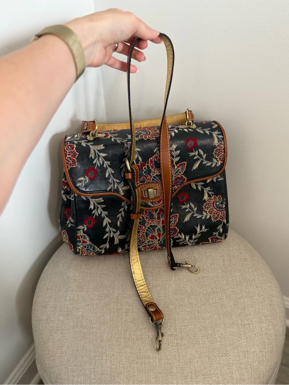 Patricia Nash Floral Embroidered Top-Handle Satchel Bag - Picture 14 of 15